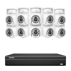 4K 16CH POE PT Surveillance Camera Set, 8MP Ultra-HD (3840*2160), Remote Access, 350°/90° PTZ Pan, Intelligent People/Vehicle Detection, IP66 Waterproof (8MP IP PT Camera and 16CH NVR)