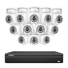 4K 16CH POE PT Surveillance Camera Set, 8MP Ultra-HD (3840*2160), Remote Access, 350°/90° PTZ Pan, Intelligent People/Vehicle Detection, IP66 Waterproof (8MP IP PT Camera and 16CH NVR)
