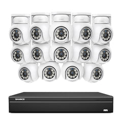 4K 16CH POE PT Surveillance Camera Set, 8MP Ultra-HD (3840*2160), Remote Access, 350°/90° PTZ Pan, Intelligent People/Vehicle Detection, IP66 Waterproof (8MP IP PT Camera and 16CH NVR)