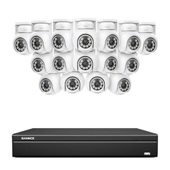 4K 16CH POE PT Surveillance Camera Set, 8MP Ultra-HD (3840*2160), Remote Access, 350°/90° PTZ Pan, Intelligent People/Vehicle Detection, IP66 Waterproof (8MP IP PT Camera and 16CH NVR)