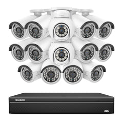 16 Channel 4K PoE Bullet & PT Security Camera System, 8MP Outdoor PoE IP Cameras, Pan & Tilt, ONVIF Supported NVR, Two-Way Audio, Smart Human/Vehicle Detection (12x IP Cameras+2x PT Cameras)