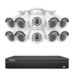 16 Channel 4K PoE Bullet & PT Security Camera System, 8MP Outdoor PoE IP Cameras, Pan & Tilt, ONVIF Supported NVR, Two-Way Audio, Smart Human/Vehicle Detection (8x IP Cameras+2x PT Cameras)