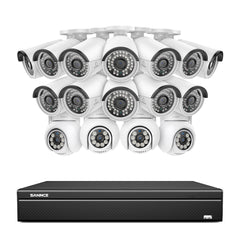 16 Channel 4K PoE Bullet & PT Security Camera System, 8MP Outdoor PoE IP Cameras, Pan & Tilt, ONVIF Supported NVR, Two-Way Audio, Smart Human/Vehicle Detection(4x PT Cameras+12x IP Cameras)