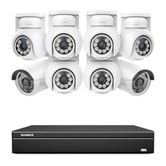 16 Channel 4K PoE Bullet & PT Security Camera System, 8MP Outdoor PoE IP Cameras, Pan & Tilt, ONVIF Supported NVR, Two-Way Audio, Smart Human/Vehicle Detection(6x PT Cameras+2x IP Cameras)