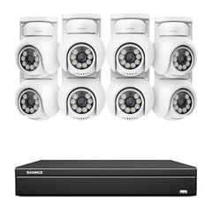 4K 16CH POE PT Surveillance Camera Set, 8MP Ultra-HD (3840*2160), Remote Access, 350°/90° PTZ Pan, Intelligent People/Vehicle Detection, IP66 Waterproof (8MP IP PT Camera and 16CH NVR)