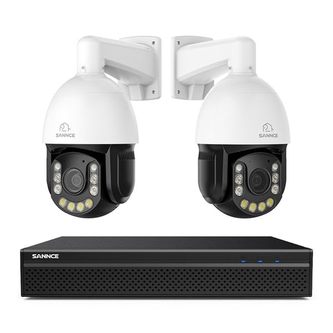 4K 8-Channel PoE Security NVR System with 2PCS 20X PTZ 8MP Cameras, Auto Tracking, Two-Way Audio, Color Night Vision