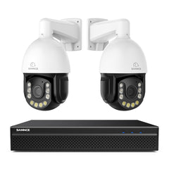 4K 8-Channel PoE Security NVR System with 2PCS 20X PTZ 8MP Cameras, Auto Tracking, Two-Way Audio, Color Night Vision