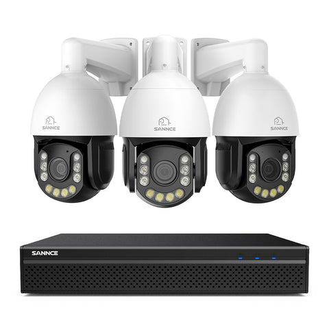 4K 8-Channel PoE Security NVR System with 3PCS 20X PTZ 8MP Cameras, Auto Tracking, Two-Way Audio, Color Night Vision