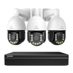 4K 8-Channel PoE Security NVR System with 3PCS 20X PTZ 8MP Cameras, Auto Tracking, Two-Way Audio, Color Night Vision