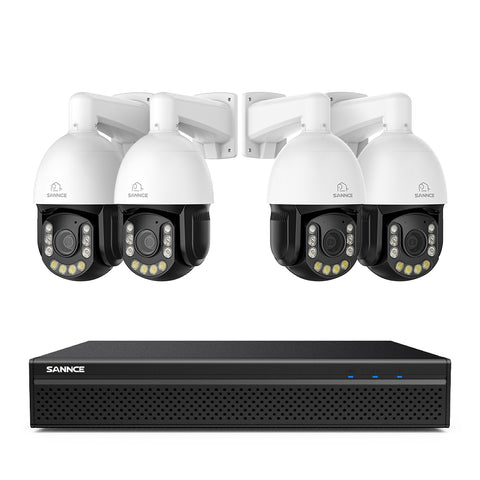 4K 8-Channel PoE Security NVR System with 4PCS 20X PTZ 8MP Cameras, Auto Tracking, Two-Way Audio, Color Night Vision