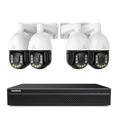 4K 8-Channel PoE Security NVR System with 4PCS 20X PTZ 8MP Cameras, Auto Tracking, Two-Way Audio, Color Night Vision