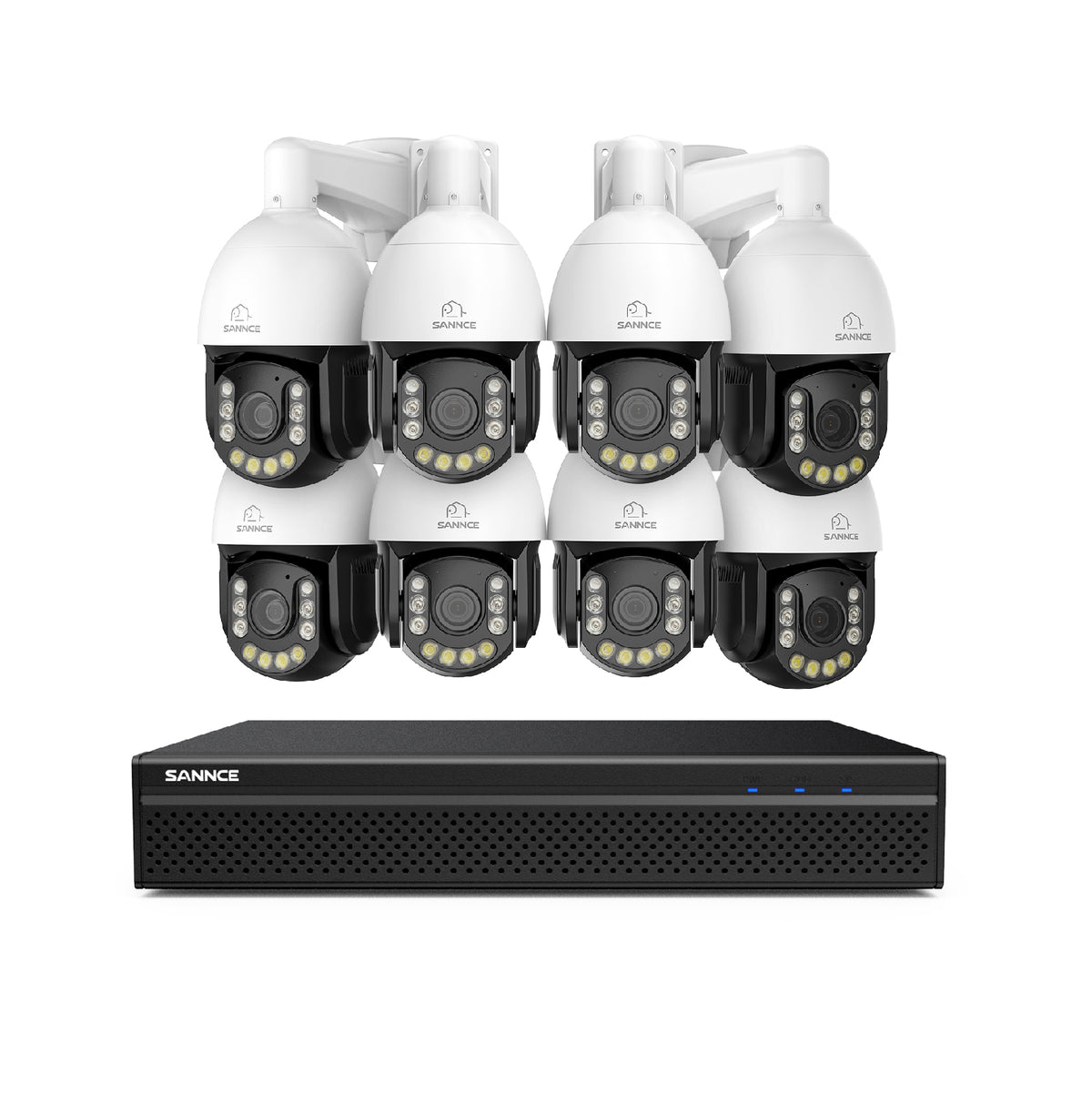 4K 8-Channel PoE Security NVR System with 8PCS 8MP 20X PTZ Camera, Auto Tracking, Two-Way Audio, Color Night Vision