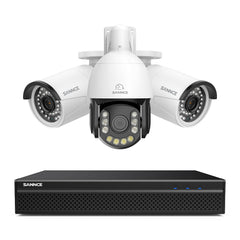 4K 8-Channel PoE Security NVR System with 3PCS 8MP Cameras, 1X 20X PTZ + 2X Bullet IP Cameras, Auto Tracking, Two-Way Audio, Night Vision