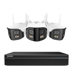 FDQ400 4K 10-Channel Dual-Lens PoE Security Camera System, 8MP NVR + 3PCS 4MP WiFi + PoE IP Cameras, 170° Ultra-Wide Angle, Ultra-Low-Light Full-Color Night Vision, Two-Way Audio, AI Human Detection