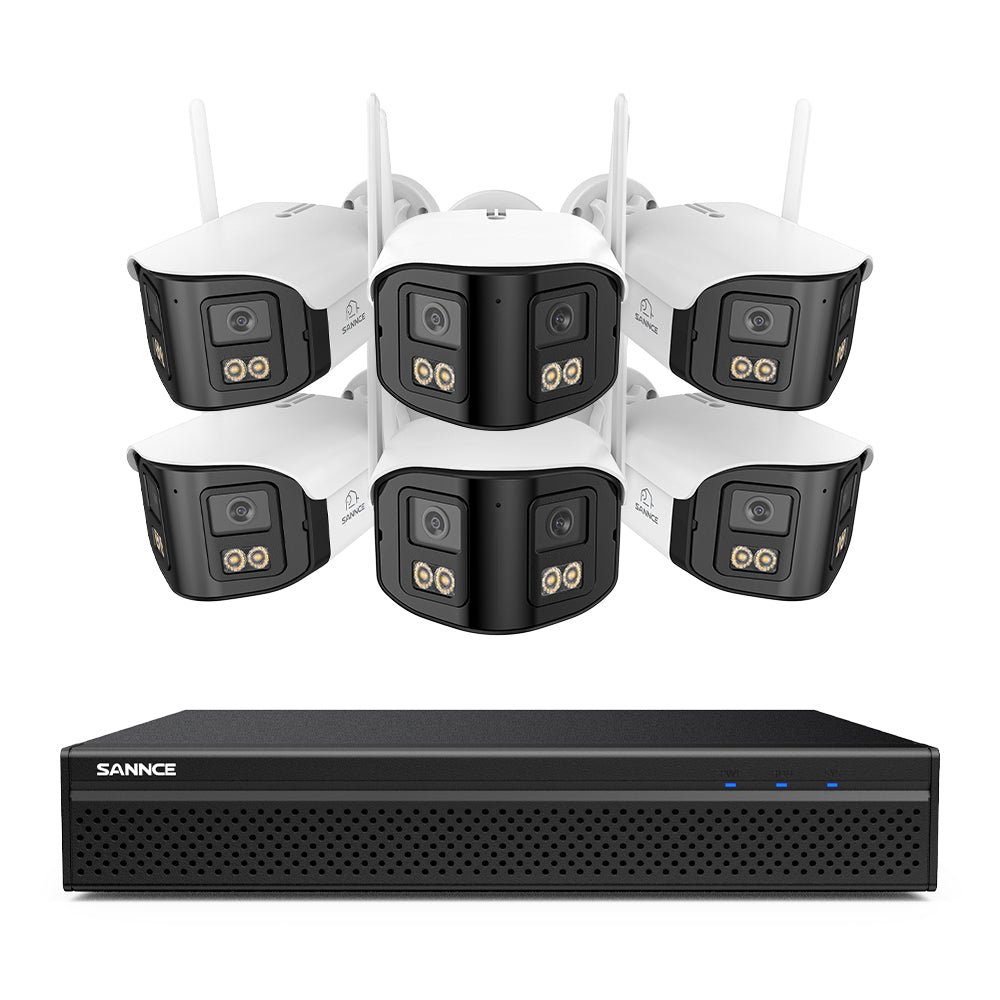 FDQ400 4K 10-Channel Dual-Lens PoE Security Camera System, 8MP NVR 6PCS 4MP WiFi + PoE IP Cameras, 170° Ultra-Wide Angle, Ultra-Low-Light Full-Color Night Vision, Two-Way Audio, AI Human Detection