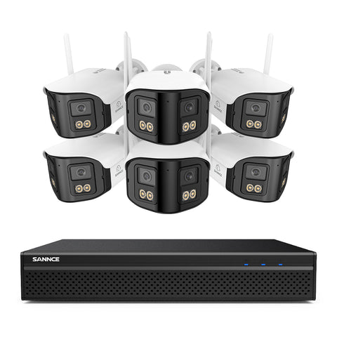 FDQ400 4K 10-Channel Dual-Lens PoE Security Camera System, 8MP NVR 6PCS 4MP WiFi + PoE IP Cameras, 170° Ultra-Wide Angle, Ultra-Low-Light Full-Color Night Vision, Two-Way Audio, AI Human Detection
