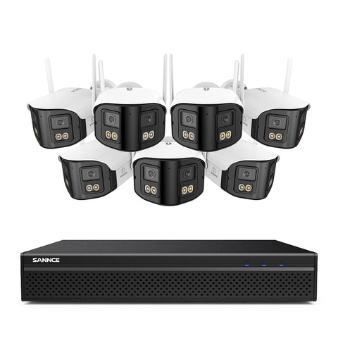 FDQ400 4K 10-Channel Dual-Lens PoE Security Camera System, 8MP NVR 8PCS 4MP WiFi + PoE IP Cameras, 170° Ultra-Wide Angle, Ultra-Low-Light Full-Color Night Vision, Two-Way Audio, AI Human Detection
