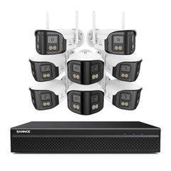 FDQ400 4K 10-Channel Dual-Lens PoE Security Camera System, 8MP NVR 8PCS 4MP WiFi + PoE IP Cameras, 170° Ultra-Wide Angle, Ultra-Low-Light Full-Color Night Vision, Two-Way Audio, AI Human Detection