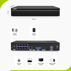 10 Channel 4K 24/7 PoE Security Camera System, 8MP Pan-Tilt Turret & Bullet IP Cameras, AI Human/Vehicle Detection, Two-Way Audio