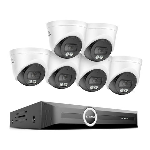 3MP 8-Channel PoE Security Camera System with 6MP NVR, F1.0 Full Color Night Vision, 6Pcs 2K Cameras, AI Human & Vehicle Detection, S+265