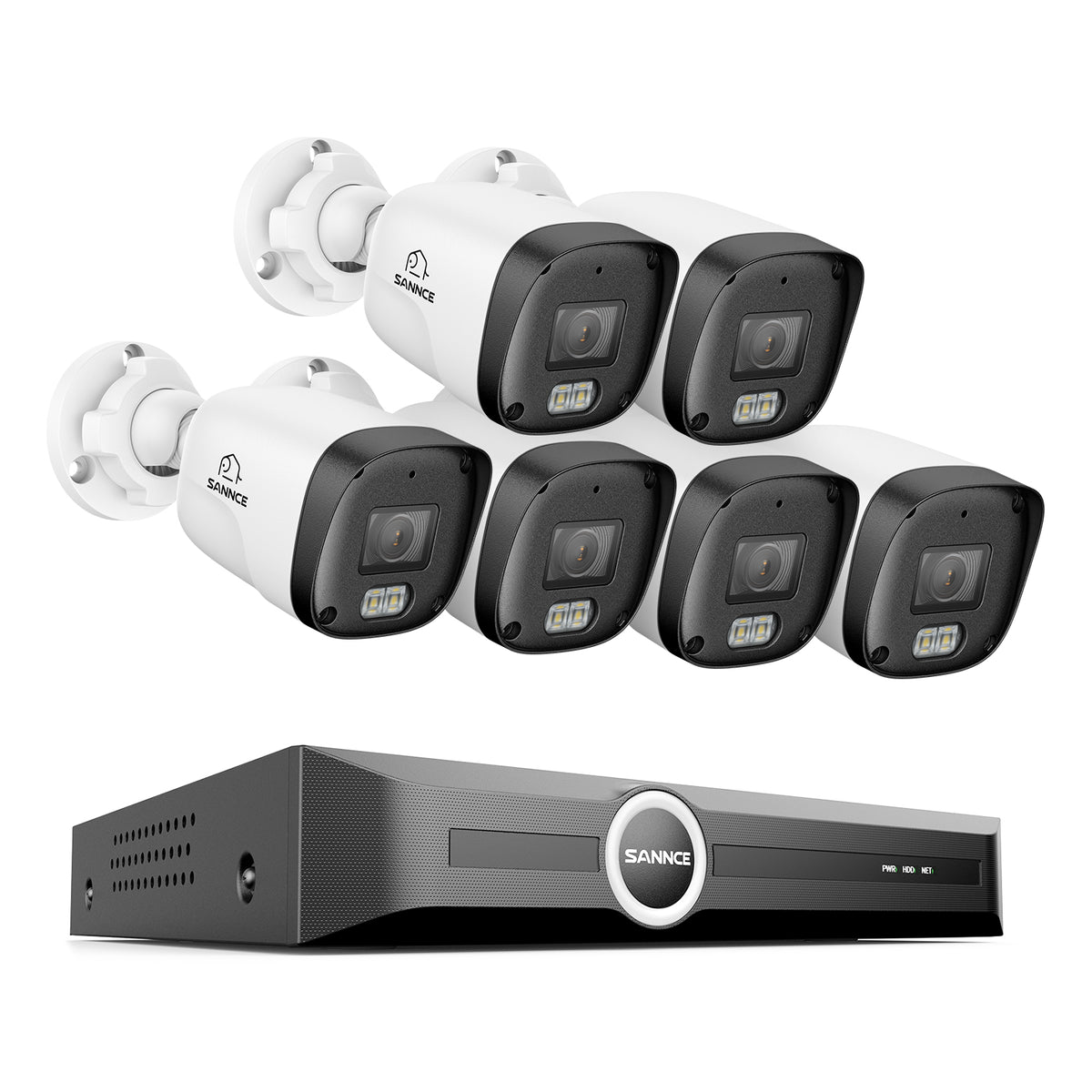 3MP 8-Channel PoE Security Camera System with 6MP NVR, F1.0 Full Color Night Vision, 6Pcs 2K Cameras, AI Human & Vehicle Detection, S+265