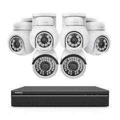 10 Channel 4K 24/7 PoE Security Camera System, 8MP Pan-Tilt Turret & Bullet IP Cameras, AI Human/Vehicle Detection, Two-Way Audio