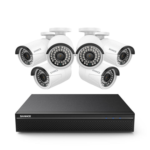 4K 8-Channel Wired PoE Security Camera System, 4K NVR w/ 6 3MP CCTV IP Cameras, Audio Recording