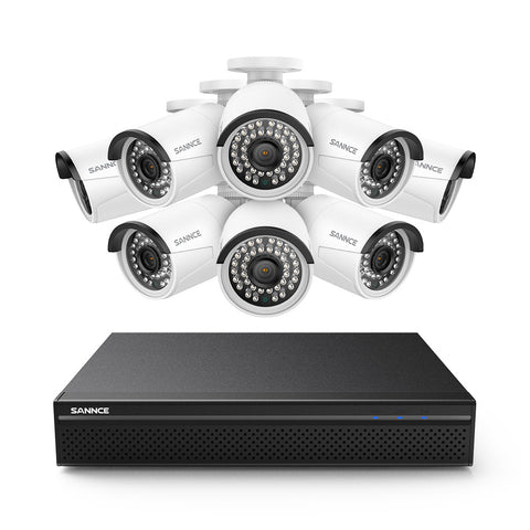4K 8-Channel Wired PoE Security Camera System, 4K NVR w/ 8 3MP CCTV IP Cameras, Audio Recording