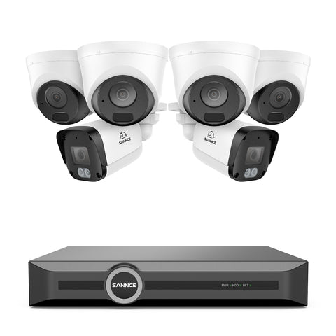 EH500 - 5MP 8 Channel PoE Security System, 6MP NVR, S+265., Human & Vehicle Detection, Color Night Vision, Smart Playback, IP67, Audio Recording, Smart Notification with Image Attached