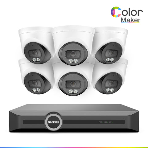 3MP 8-Channel PoE Security Camera System with 6MP NVR, F1.0 Full Color Night Vision, 6Pcs 2K Cameras, AI Human & Vehicle Detection, S+265