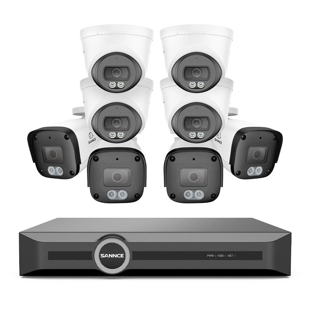 4K POE Security Camera System w/ Audio, S+265., AI Detection, Dual-Light Color Night Vision, IP67 Waterproof (8CH + 8 Cams)