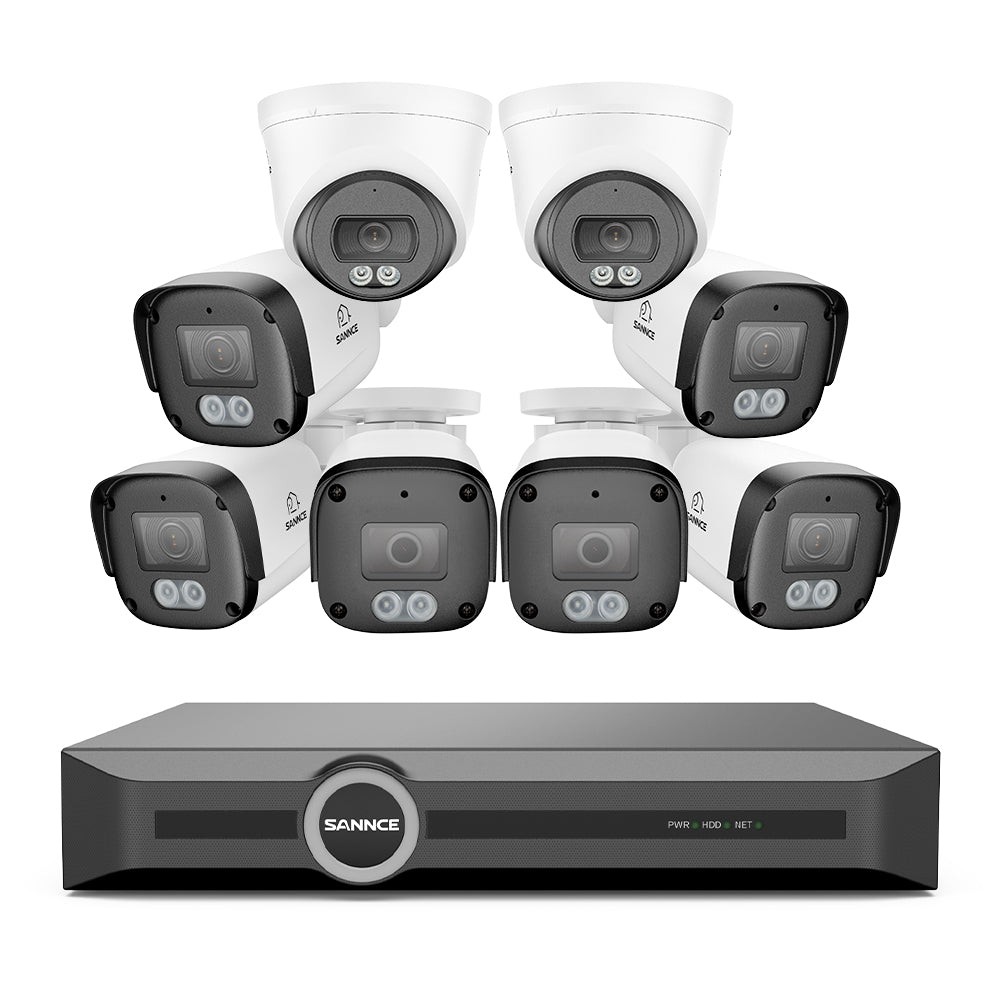 4K POE Security Camera System w/ Audio, S+265., AI Detection, Dual-Light Color Night Vision, IP67 Waterproof (8CH + 8 Cams)
