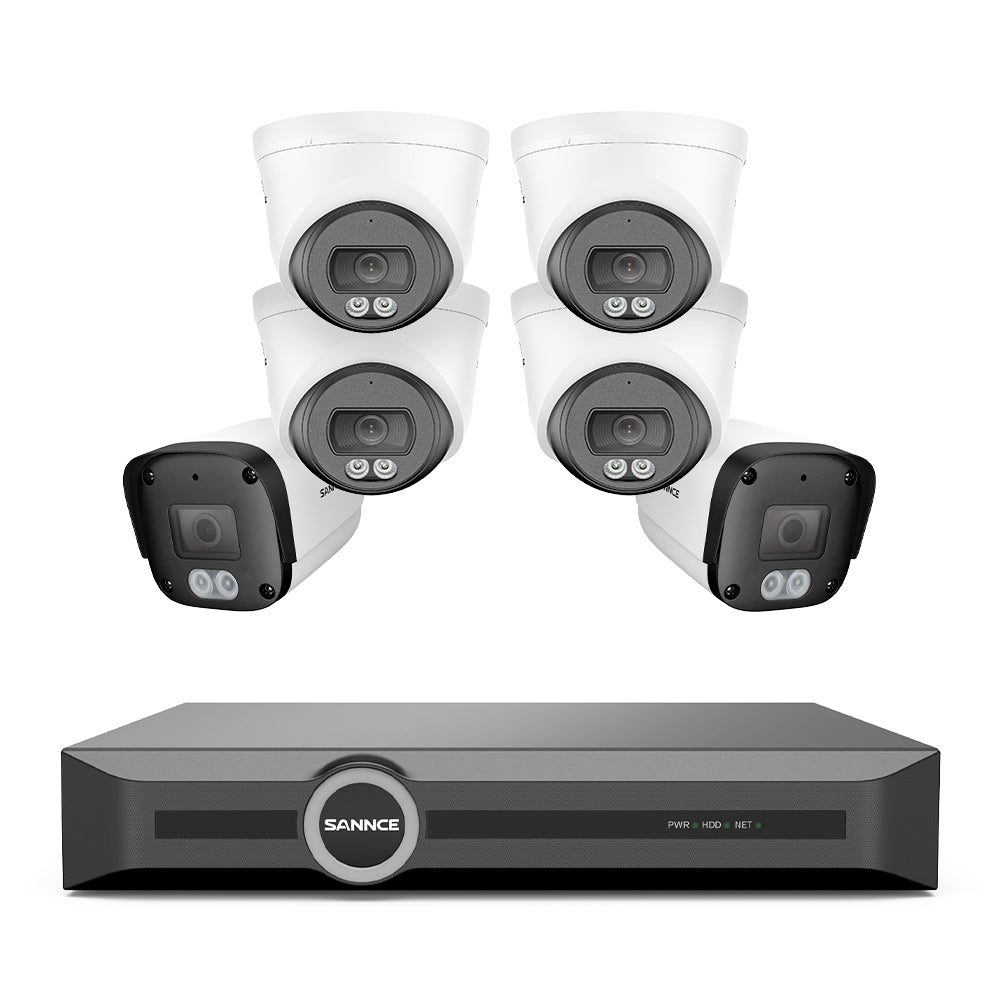 4K POE Security Camera System w/ Audio, S+265., AI Detection, Dual-Light Color Night Vision, IP67 Waterproof (8CH+6 Cams)
