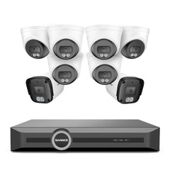 4K PoE Security Camera System w/ Audio, S+265., AI Detection, Dual-Light Color Night Vision, IP67 Waterproof (8CH + 8 Cams)