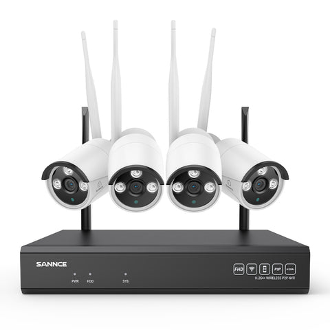 3MP 8-Channel Wireless Security Camera System, 8MP NVR, 3MP WiFi 4 Pcs IP Cameras, Two-Way Audio, IP66 Waterproof, Smart AI Human Detection, Work With Alexa