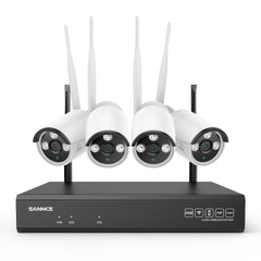 3MP 10-Channel Wireless Security Camera System, 8MP NVR, 3MP WiFi IP Cameras, Audio Recording, IP66 Waterproof, Smart AI Human Detection, Work With Alexa (4xBullet camera and 8MP 10CH NVR)