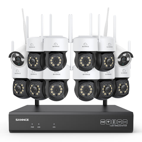 3MP 16-Channel Wireless CCTV PT & Bullet Camera System, 8MP NVR, 3MP Pan & Tilt WiFi IP Cameras, Audio Recording, AI Human Detection, Work With Alexa (10xPT Camera, 2xBullet Camera and 8MP 16CH NVR)