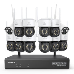 3MP 16-Channel Wireless CCTV PT & Bullet Camera System, 8MP NVR, 3MP Pan & Tilt WiFi IP Cameras, Audio Recording, AI Human Detection, Work With Alexa (10xPT Camera, 2xBullet Camera and 8MP 16CH NVR)