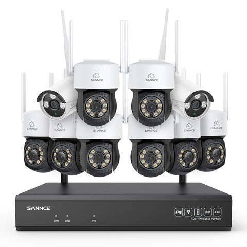 5MP 16-Channel Wireless CCTV PT Camera System, 8MP NVR, 5MP Pan & Tilt WiFi IP Cameras, Audio Recording, AI Human Detection, Work With Alexa (8xPT Camera, 2xBullet Camera and 8MP 16CH NVR)