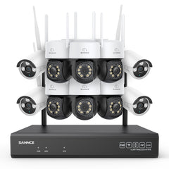 5MP 16-Channel Wireless CCTV PT Camera System, 8MP NVR, 5MP Pan & Tilt WiFi IP Cameras, Audio Recording, AI Human Detection, Work With Alexa (6xPT Camera, 4xBullet Camera and 8MP 16CH NVR)