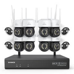 5MP 16-Channel Wireless CCTV PT Camera System, 8MP NVR, 5MP Pan & Tilt WiFi IP Cameras, Audio Recording, AI Human Detection, Work With Alexa (8xPT Camera, 4xBullet Camera and 8MP 16CH NVR)