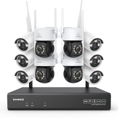 3MP 16-Channel Wireless CCTV PT & Bullet Camera System, 8MP NVR, 3MP Pan & Tilt WiFi IP Cameras, Audio Recording, AI Human Detection, Work With Alexa (4xPT Camera, 6xBullet Camera and 8MP 16CH NVR)