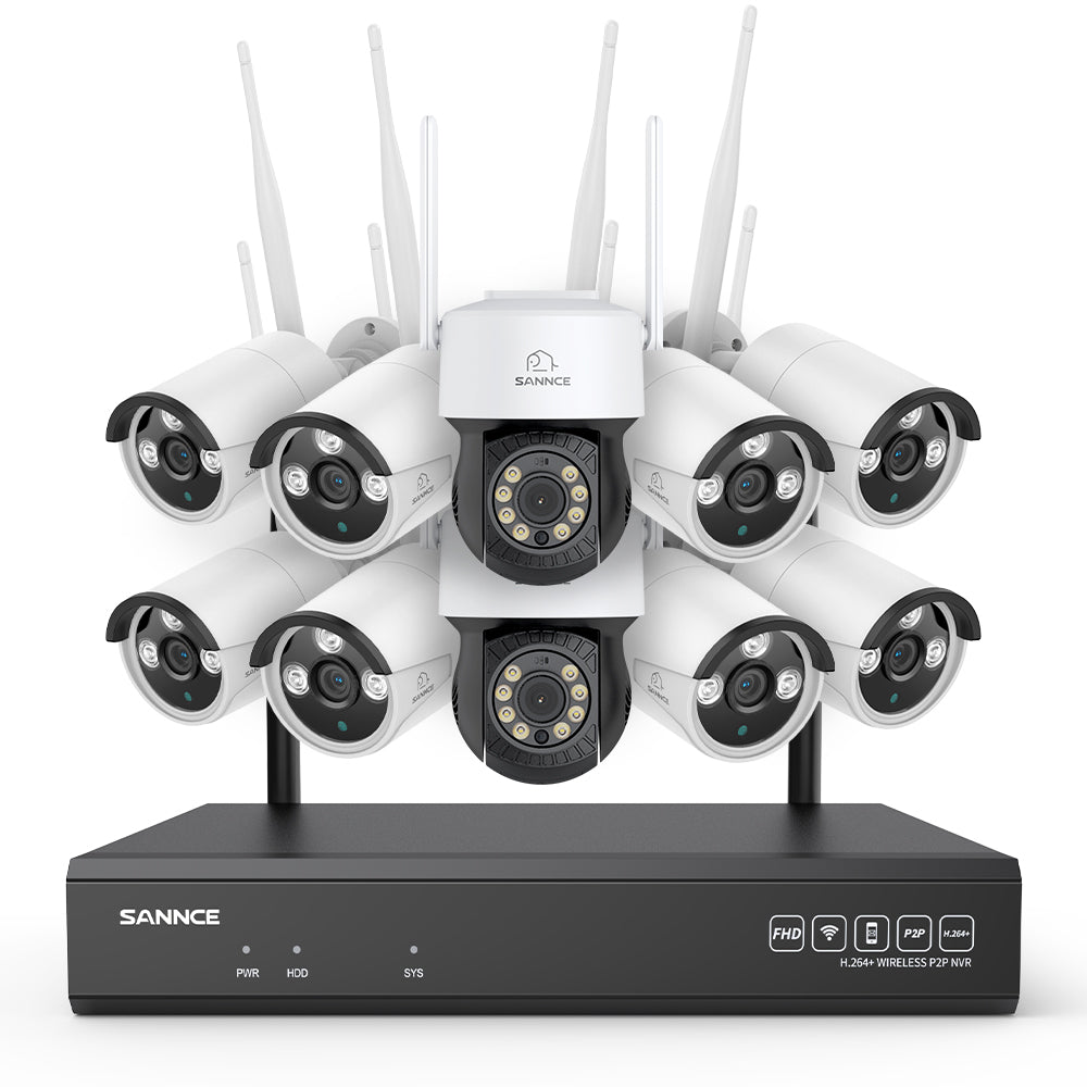 5MP 16-Channel Wireless CCTV PT Camera System, 8MP NVR, 5MP Pan & Tilt WiFi IP Cameras, Audio Recording, AI Human Detection, Work With Alexa (2xPT Camera, 8xBullet Camera and 8MP 16CH NVR)