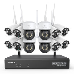 3MP 16-Channel Wireless CCTV PT & Bullet Camera System, 8MP NVR, 3MP Pan & Tilt WiFi IP Cameras, Audio Recording, AI Human Detection, Work With Alexa (4xPT Camera, 8xBullet Camera and 8MP 16CH NVR)
