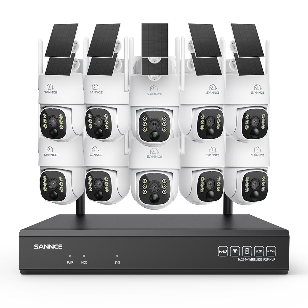 4MP Wireless Security Camera System with 16-Channel 8MP NVR & PTZ Solar Cameras, Wi-Fi 6, AI + PIR Human Detection, 8000mAh Battery, Color Night Vision & Two-Way Audio