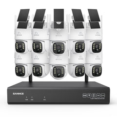 4MP Wireless Security Camera System with 16-Channel 8MP NVR & PTZ Solar Cameras, Wi-Fi 6, AI + PIR Human Detection, 8000mAh Battery, Color Night Vision & Two-Way Audio