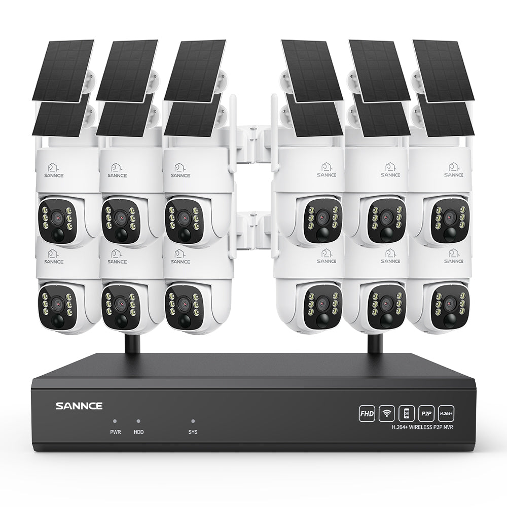 4MP Wireless Security Camera System with 16-Channel 8MP NVR & PTZ Solar Cameras, Wi-Fi 6, AI + PIR Human Detection, 8000mAh Battery, Color Night Vision & Two-Way Audio