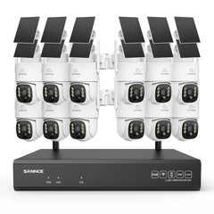 4MP Wireless Security Camera System with 16-Channel 8MP NVR & PTZ Solar Cameras, Wi-Fi 6, AI + PIR Human Detection, 8000mAh Battery, Color Night Vision & Two-Way Audio