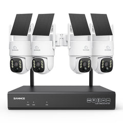 4MP Wireless Security Camera System with 16-Channel 8MP NVR & PTZ Solar Cameras, Wi-Fi 6, AI + PIR Human Detection, 8000mAh Battery, Color Night Vision & Two-Way Audio