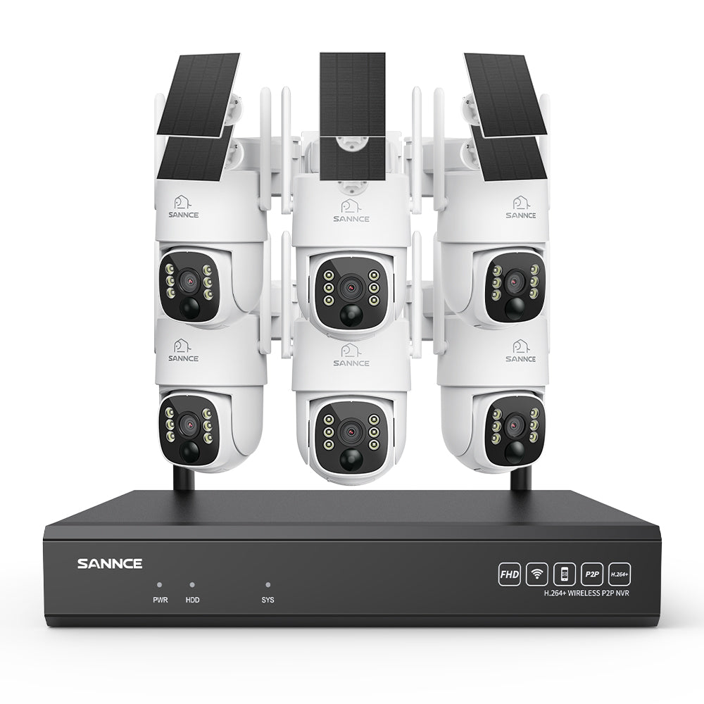 4MP Wireless Security Camera System with 16-Channel 8MP NVR & PTZ Solar Cameras, Wi-Fi 6, AI + PIR Human Detection, 8000mAh Battery, Color Night Vision & Two-Way Audio
